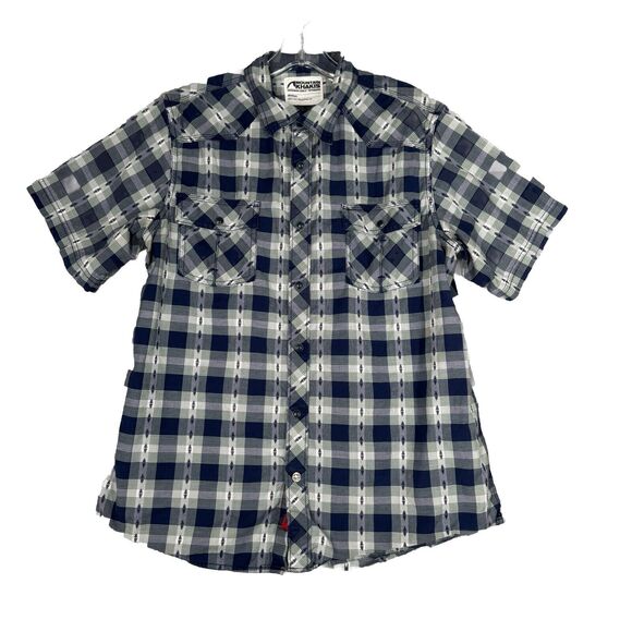 Mountain Khakis Shirt Men Medium Blue Green Plaid Rodeo Shirt Pearl Snap Western - Picture 1 of 10